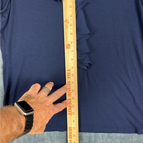 New York & Company Blue Ruffled Tank Top - Picture 3 of 11